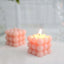 2-Pack Decorative Paraffin Wax Candles Bubble Cube Design Blush - Unscented Long Burning Pillar Candle Set 2"