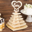 7-Tier Wooden Chocolate Display Stand Heart Shape Natural with "Love" Topper - DIY Dessert Table Tower Rack 16"