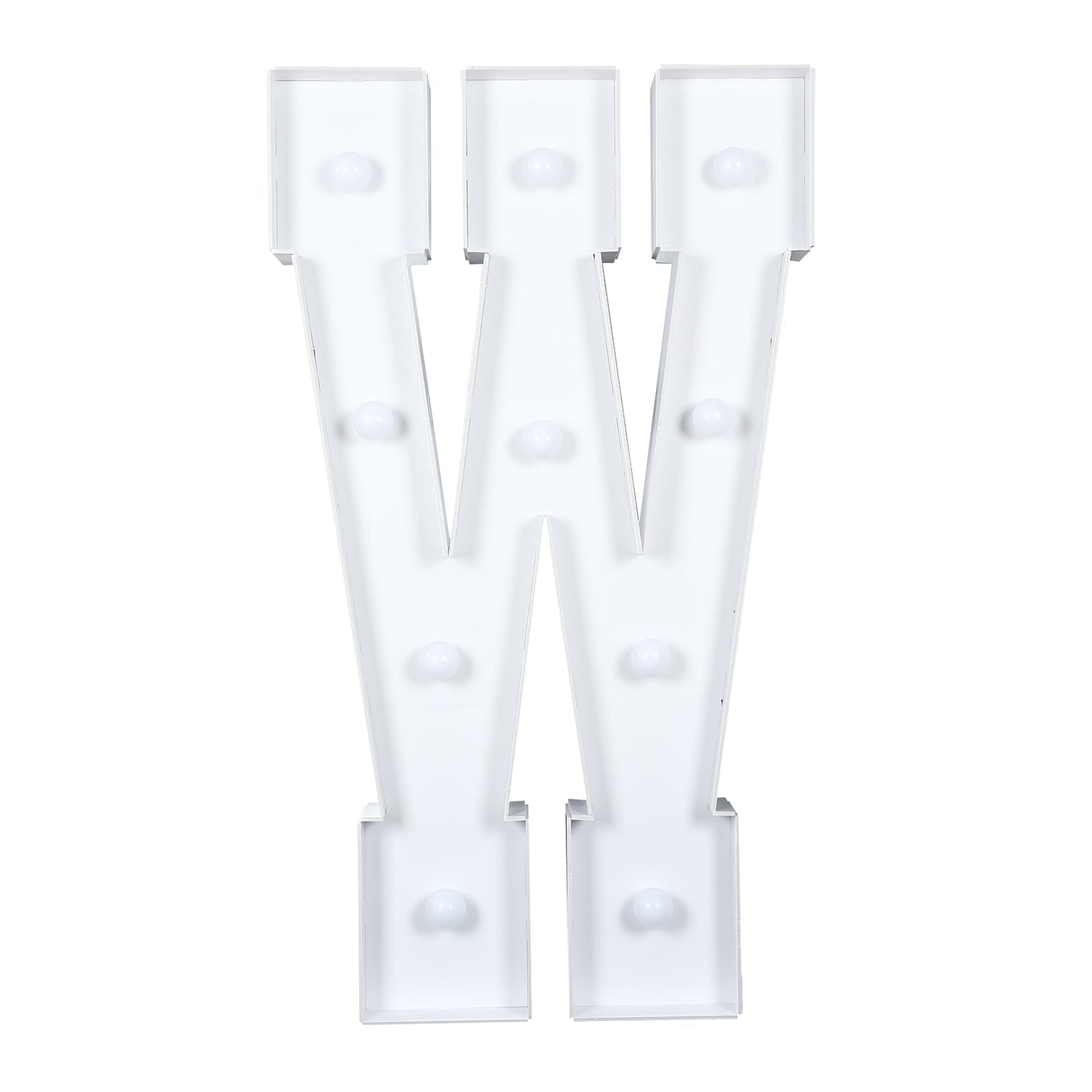 Giant LED Marquee Light Up Letter "W", White 4ft Pre-Cut Foam Board with 10 Warm White Battery Operated LEDs, Glue Gun and Sticks