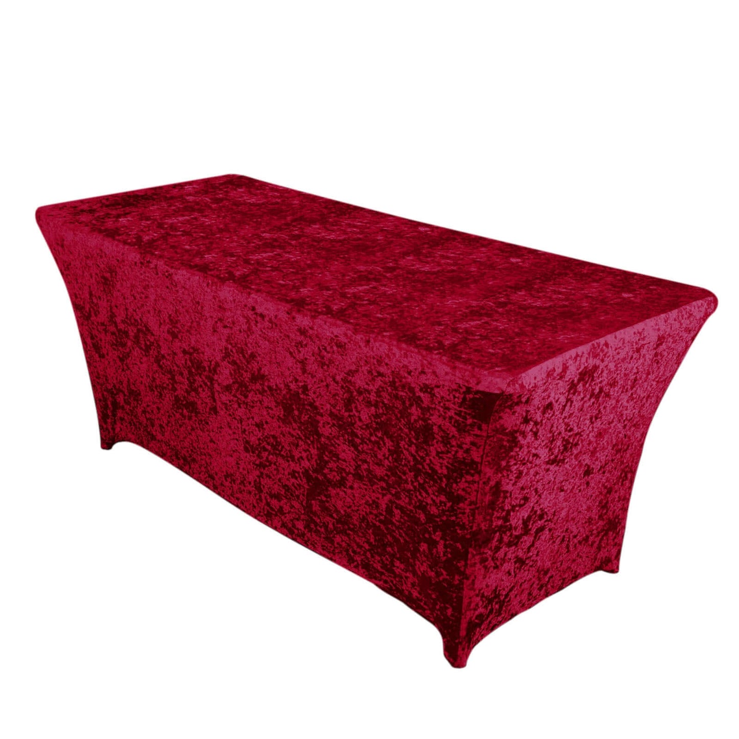 Crushed Velvet Fitted Rectangular 6ft Table Cover Red - Wrinkle-Free Stretchy Tablecloth