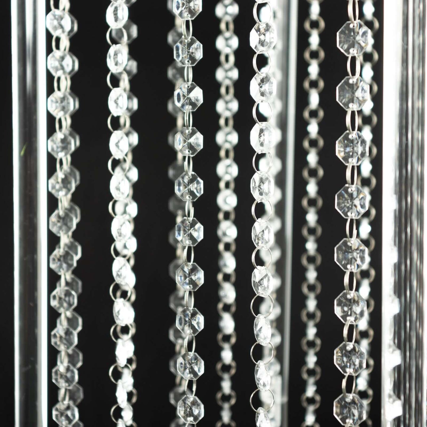 Acrylic Flower Pedestal Vase Pillar Stand with Crystal Beads Clear - Durable Wedding Floor Centerpiece for Large Displays 48"