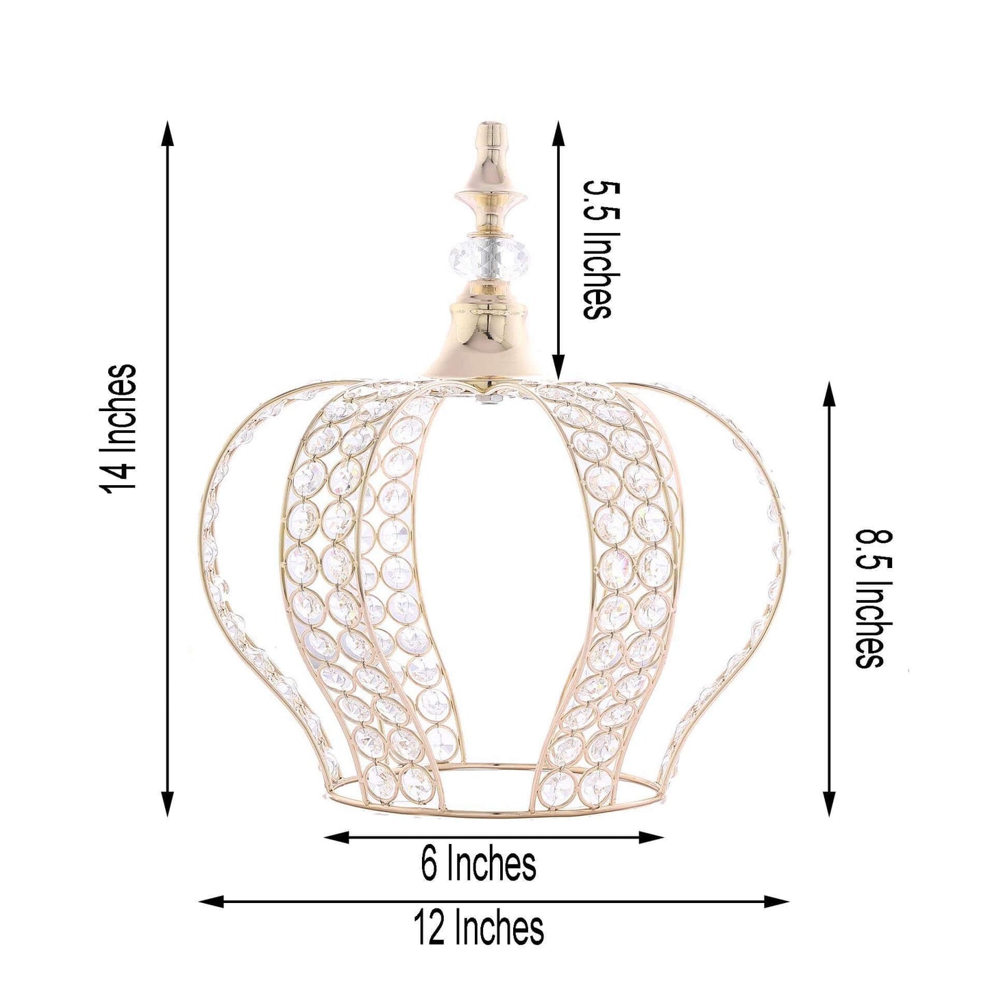 Crystal - Bead Royal Crown Cake Topper Metallic Gold - Dazzling Cake Centerpiece Decor for Luxurious Birthdays Receptions & Romantic Celebrations 14" - Linen Luxes