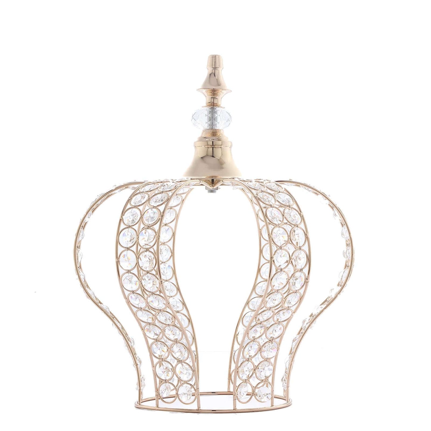 Crystal - Bead Royal Crown Cake Topper Metallic Gold - Dazzling Cake Centerpiece Decor for Luxurious Birthdays Receptions & Romantic Celebrations 14" - Linen Luxes