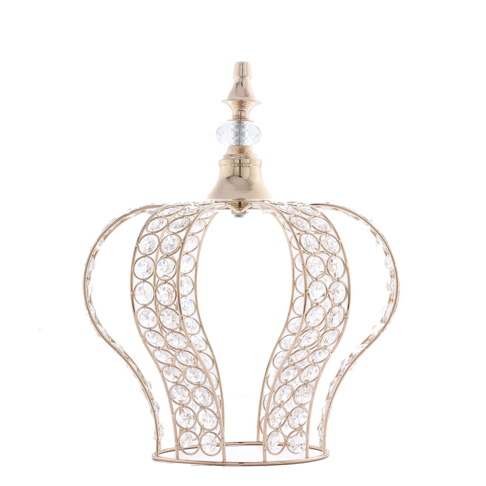Crystal - Bead Royal Crown Cake Topper Metallic Gold - Dazzling Cake Centerpiece Decor for Luxurious Birthdays Receptions & Romantic Celebrations 14" - Linen Luxes