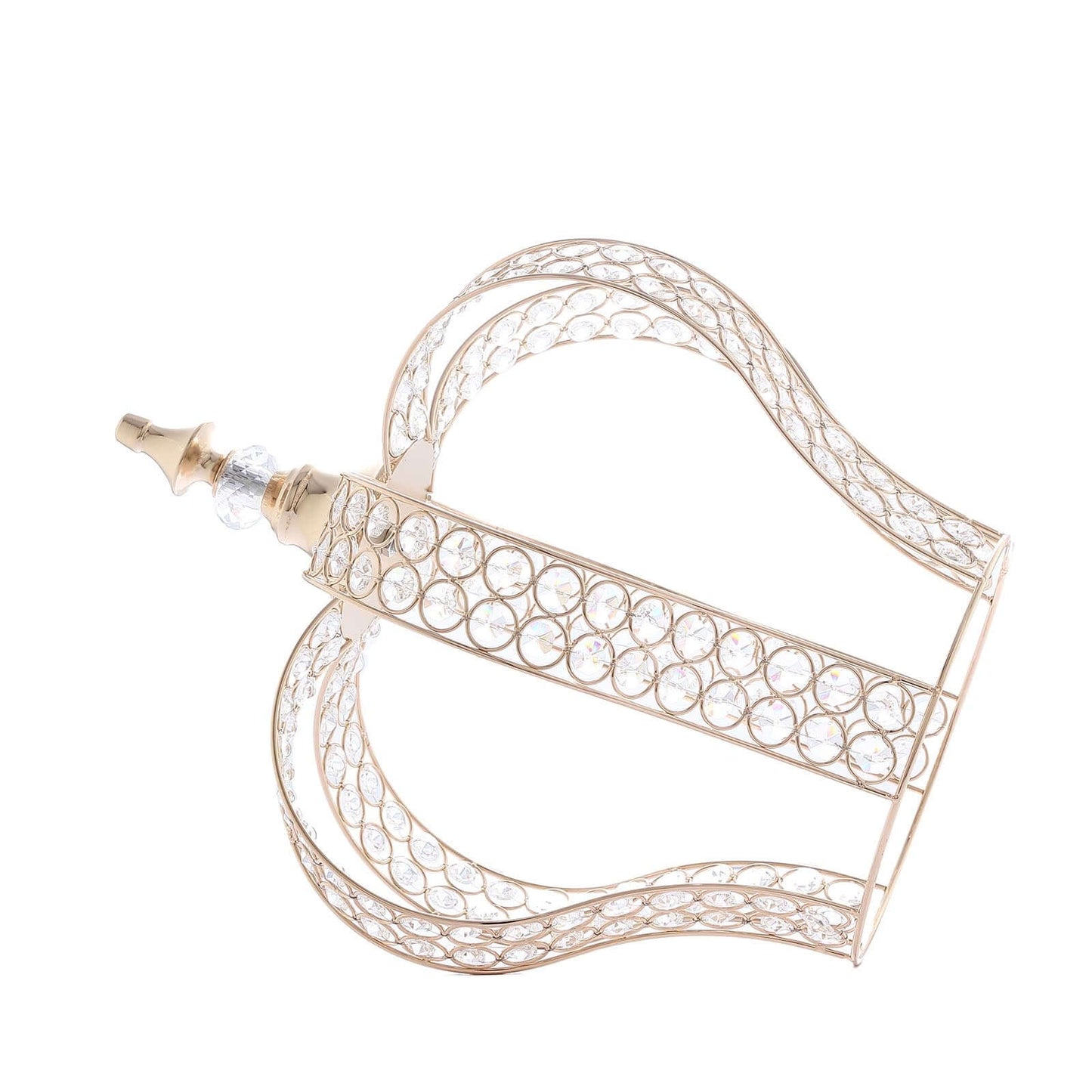 Crystal - Bead Royal Crown Cake Topper Metallic Gold - Themed Baby Showers Cakes & Event Centerpieces 16" - Linen Luxes