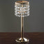 Crystal Beaded Chandelier Metal Candle Holder Gold - Sophisticated Pillar Tealight Stand 12" - Linen Luxes