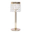Crystal Beaded Chandelier Metal Candle Holder Gold - Sophisticated Pillar Tealight Stand 12" - Linen Luxes