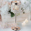 Crystal Beaded Chandelier Metal Candle Holder Rose Gold - Sophisticated Pillar Tealight Stand 12" - Linen Luxes