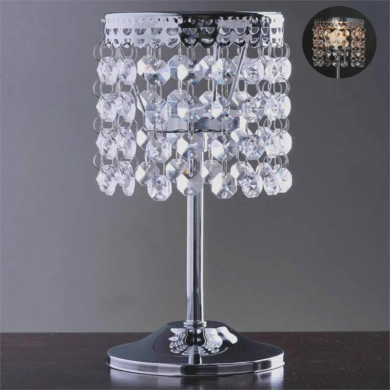 Crystal Beaded Chandelier Metal Candle Holder Silver - Stylish Tealight Stand for Decor 8" - Linen Luxes