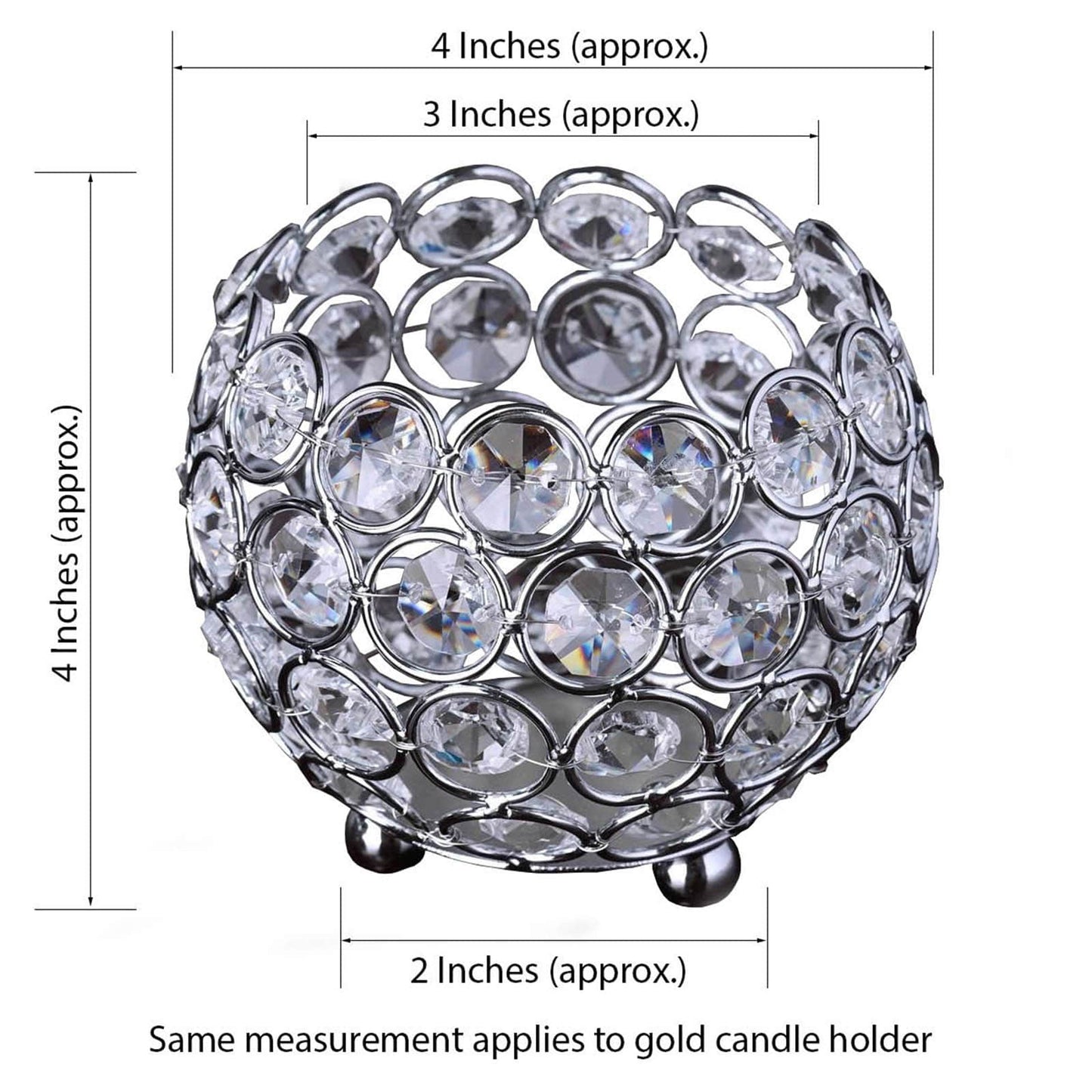 Crystal Beaded Metal Votive Tealight Holder Round Gold - Chic Multipurpose Table Vase for Events 4" - Linen Luxes