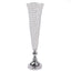 2-Pack Crystal Beaded Trumpet Vase Set Silver - Table Centerpiece for Weddings and Events 32"