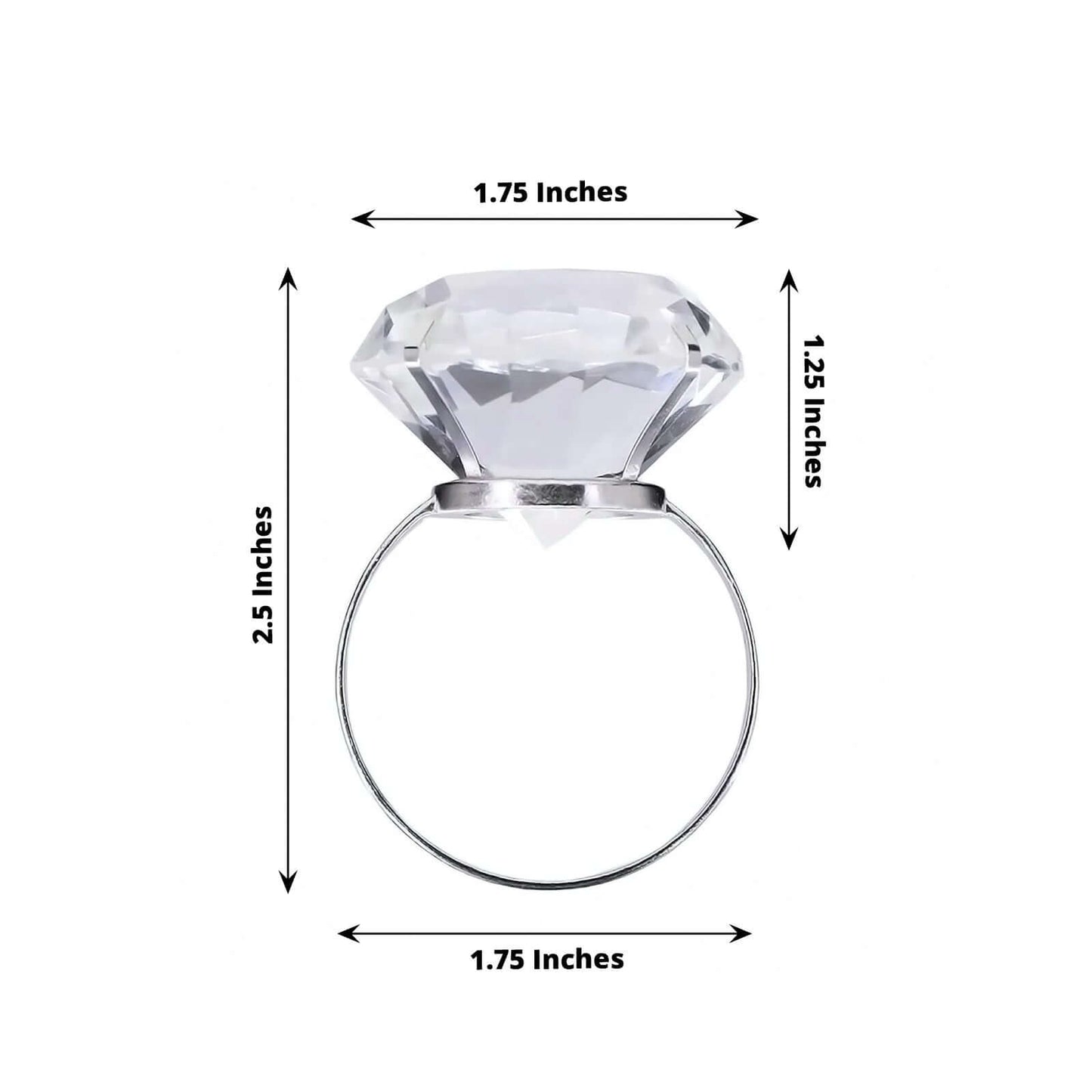 4 Pack Big Crystal Diamond Metal Napkin Holders, Bling Rhinestone Napkin Rings - 2.5"
