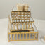 Set of 3 Gold Metal Crystal Pendant Cake Stands with Mirror Top, Stackable Square Dessert Display Trays - 7",10",12"