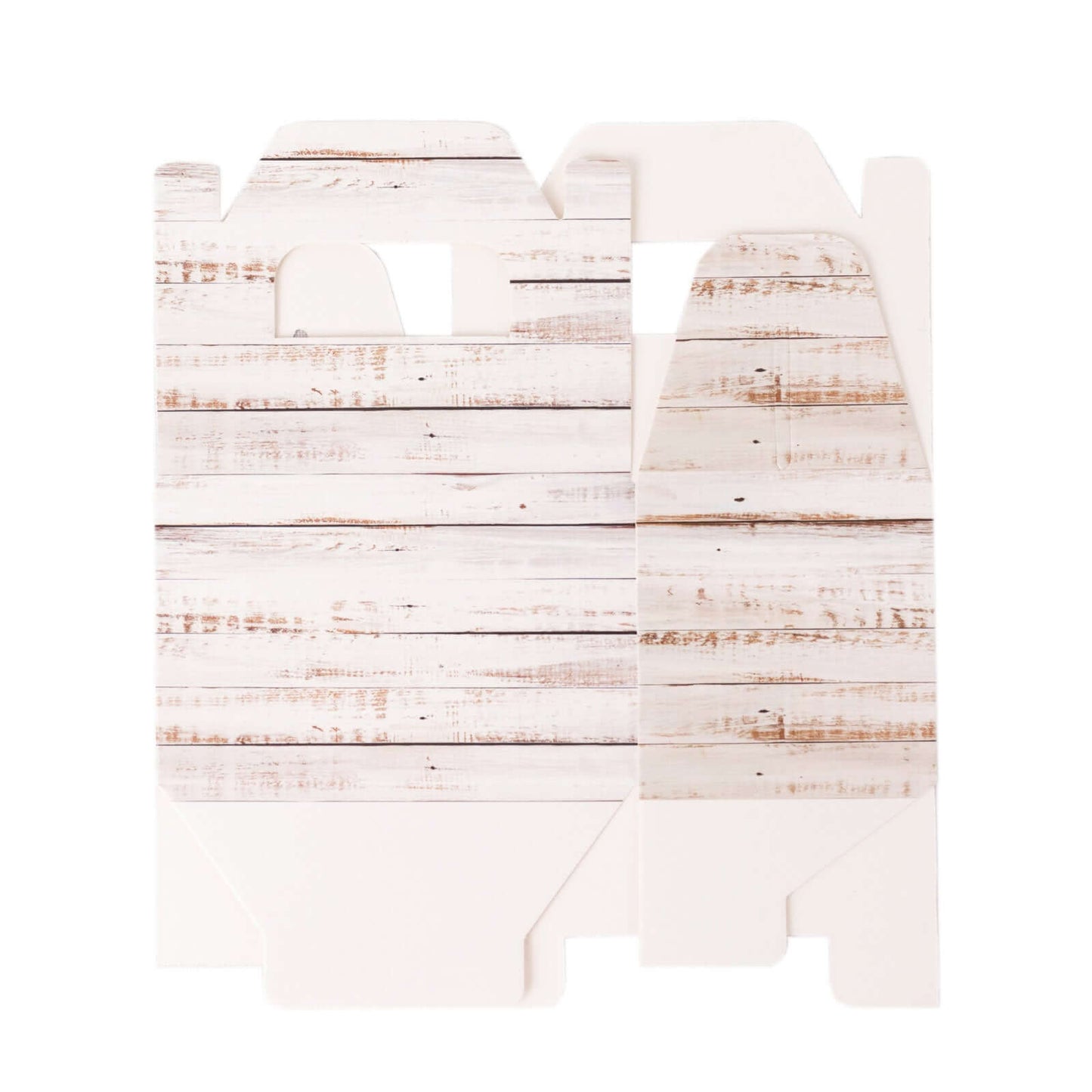 25 Pack Rustic White Candy Gift Tote Gable Boxes With Wood Plank Pattern, Party Favor Treat Boxes - 4"x2.5"x4.5"