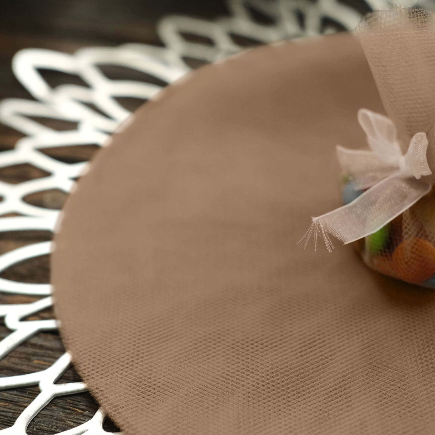 25 Pack 9" Natural Sheer Nylon Tulle Circles Favor Wrap Craft Fabric, DIY Candy Favor Wraps