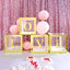 2 Pack 12" Metallic Gold Clear Baby Shower Party Decoration Boxes, Transparent DIY Balloon Boxes