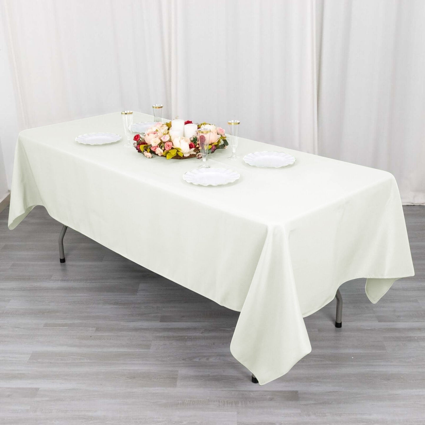 Cotton Blend 60"x102" Rectangle Tablecloth Ivory - Wrinkle-Resistant Table Cover