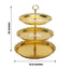 3-Tier Plastic Round Cupcake Stand 15" Metallic Gold with Lace Scalloped Edges
