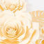 Set of 9 Ivory 3D Rose Paper Flowers with Gold Tropical Palm Leaves, Party Flower Backdrop Hanging Wall Decor