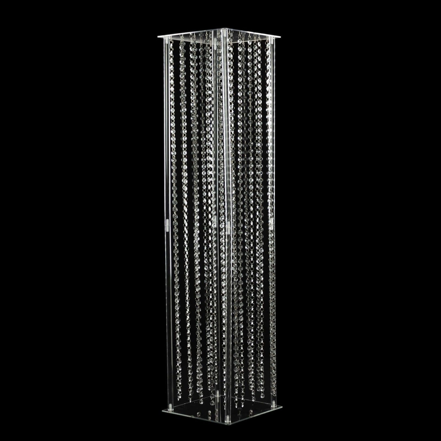 Acrylic Flower Pedestal Vase Pillar Stand with Crystal Beads Clear - Durable Wedding Floor Centerpiece for Large Displays 48"