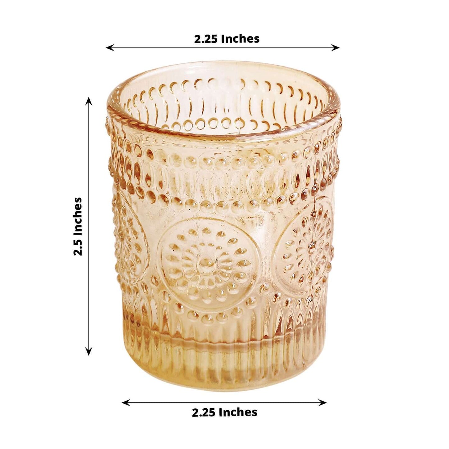 6-Pack Amber Gold Glass Votive Tealight Holders - Stylish Primrose Design for Weddings & DÃ©cor
