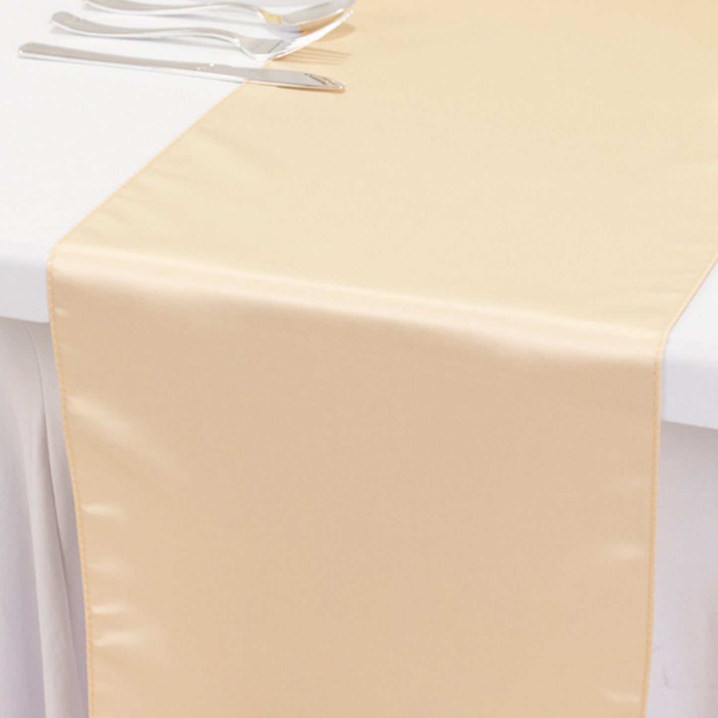 Lamour Satin 12"x108" Table Runner Beige - Smooth & Lustrous Finish