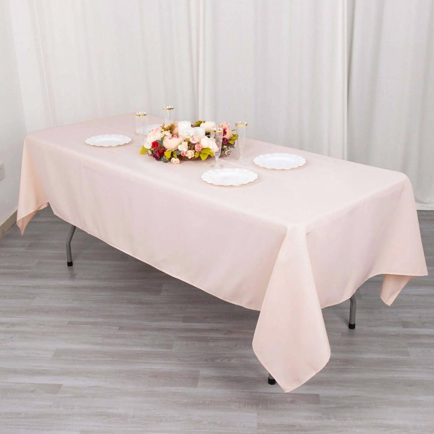 Premium Polyester 60"x102" Rectangle Tablecloth Blush - Durable 220GSM Wrinkle-Resistant Table Cover