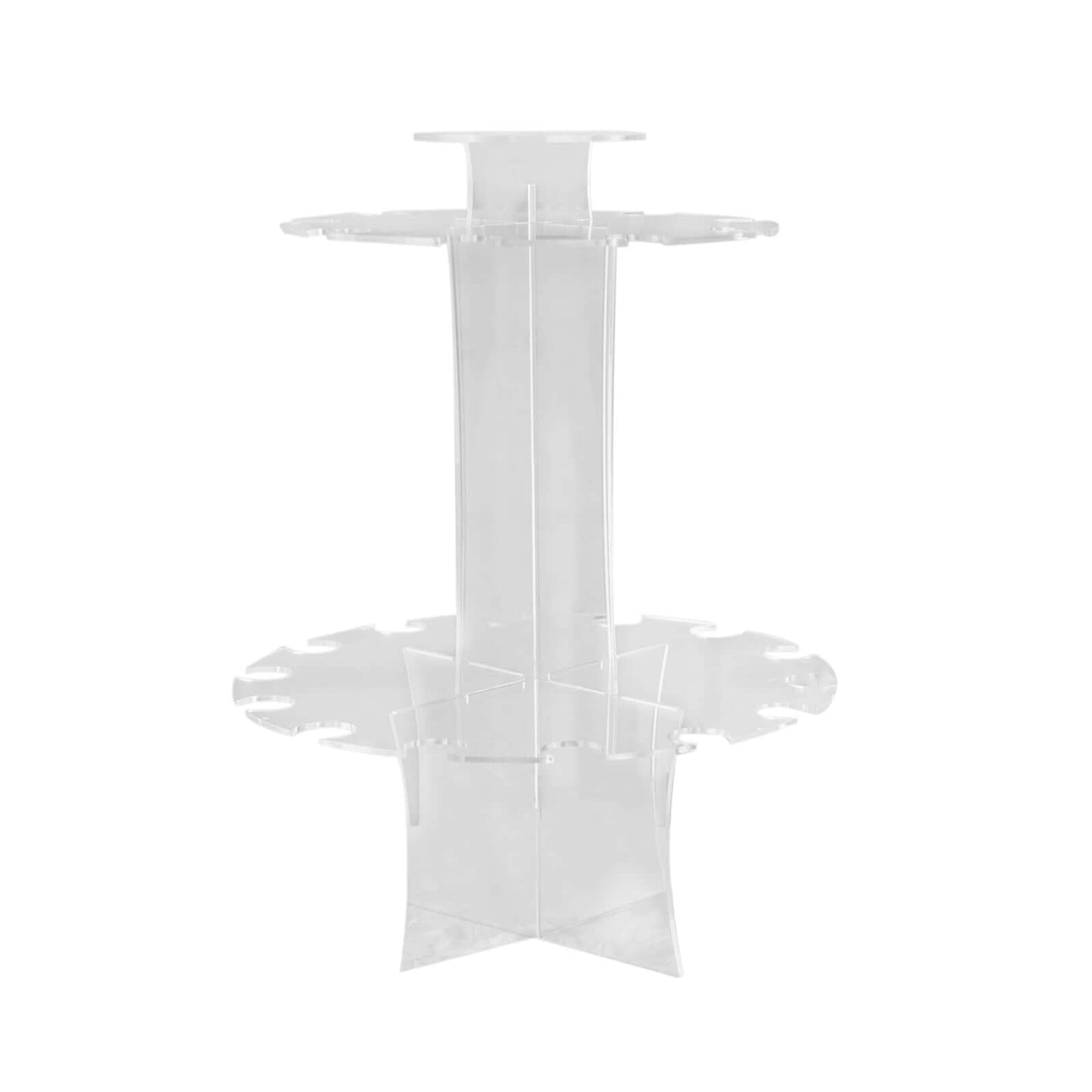 3-Tier Round Champagne Glass Holder Tower Clear Acrylic + 1 Bottle for Professional & Home Use 21"