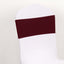 5 Pack Spandex Chair Sashes Burgundy with Gold Rhinestone Buckles - Reusable Four-Way Stretch Sash Bands 5"x14"