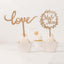 Set of 2 Wooden Cake Toppers Mr & Mrs and Love Design Natural - Rustic Wedding Cupcake Decorations