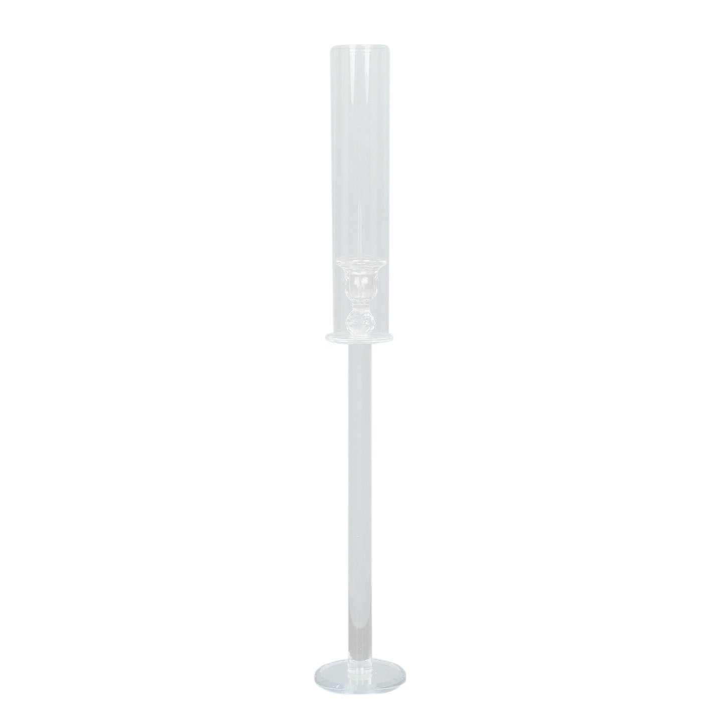 2-Pack Crystal Glass Hurricane Taper Candle Holders, Tall Decorative Candle Stands Clear Cylinder Chimney Tubes 26"