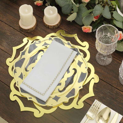 6-Pack Disposable Table Placemats in Metallic Gold Laser Cut Flower Design - 700GSM Cardboard Placemats for Glamorous Table Settings 13"
