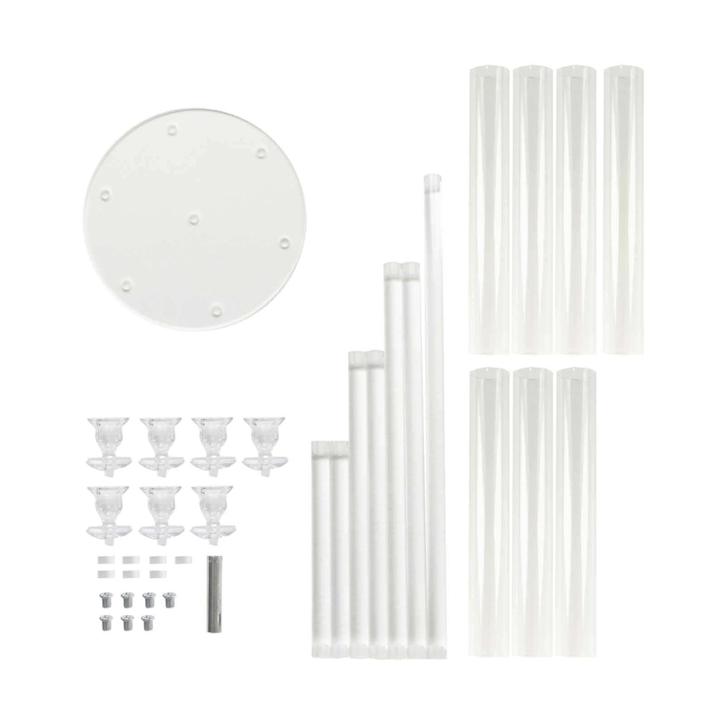 7-Arm Round Cluster Acrylic Candelabra Clear with Circular Base - Sleek Taper Candle Holder Table Centerpiece for Pillar Candles 33"