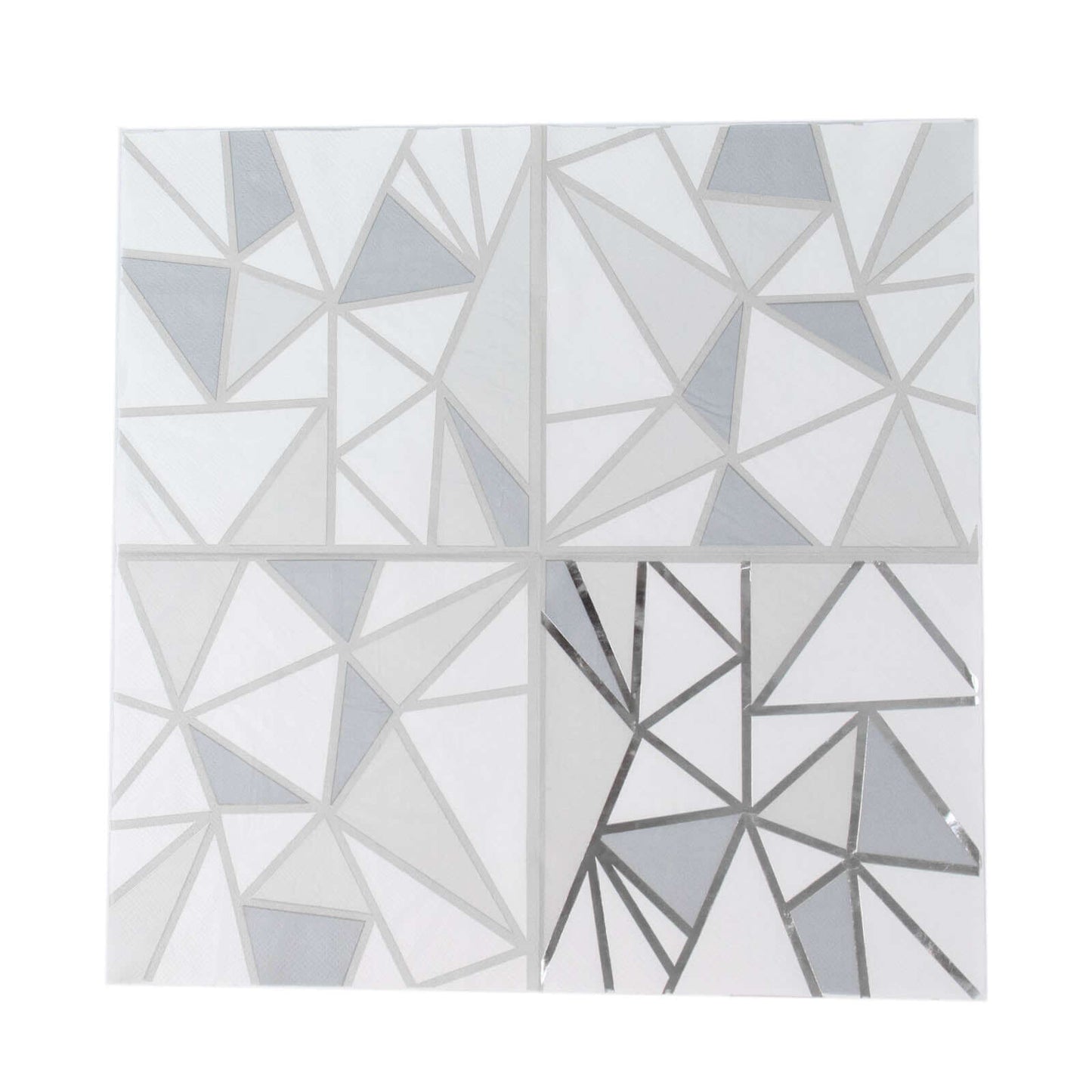 20-Pack Paper Party Napkins with Geometric Silver Foil Print - 2 Ply Soft Disposable Beverage Napkins for Weddings 6.5"x6.5"