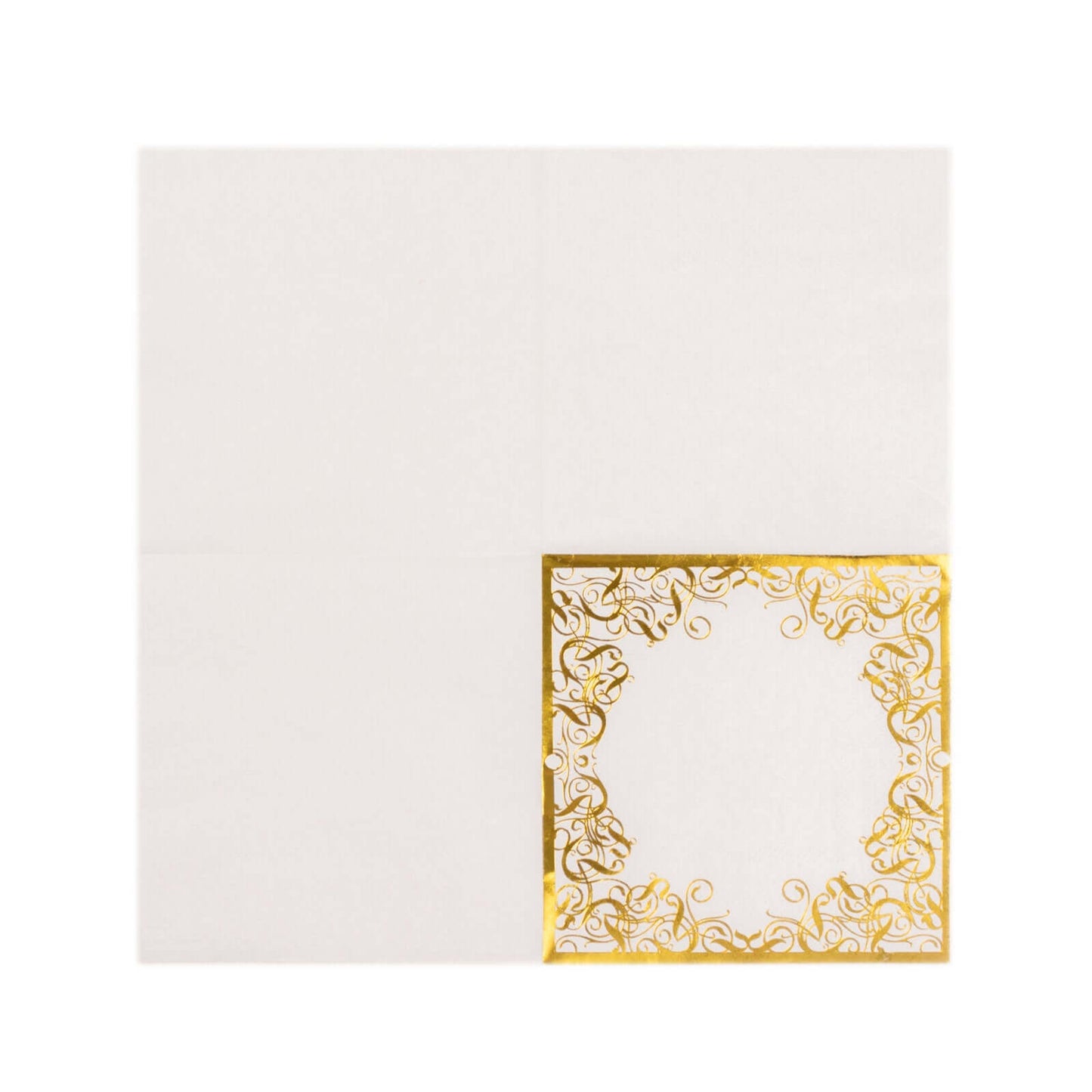 20-Pack Paper Beverage Napkins with Gold Foil Lace Design White - 3 Ply Disposable 18GSM European Style Cocktail Napkins 5"x5"