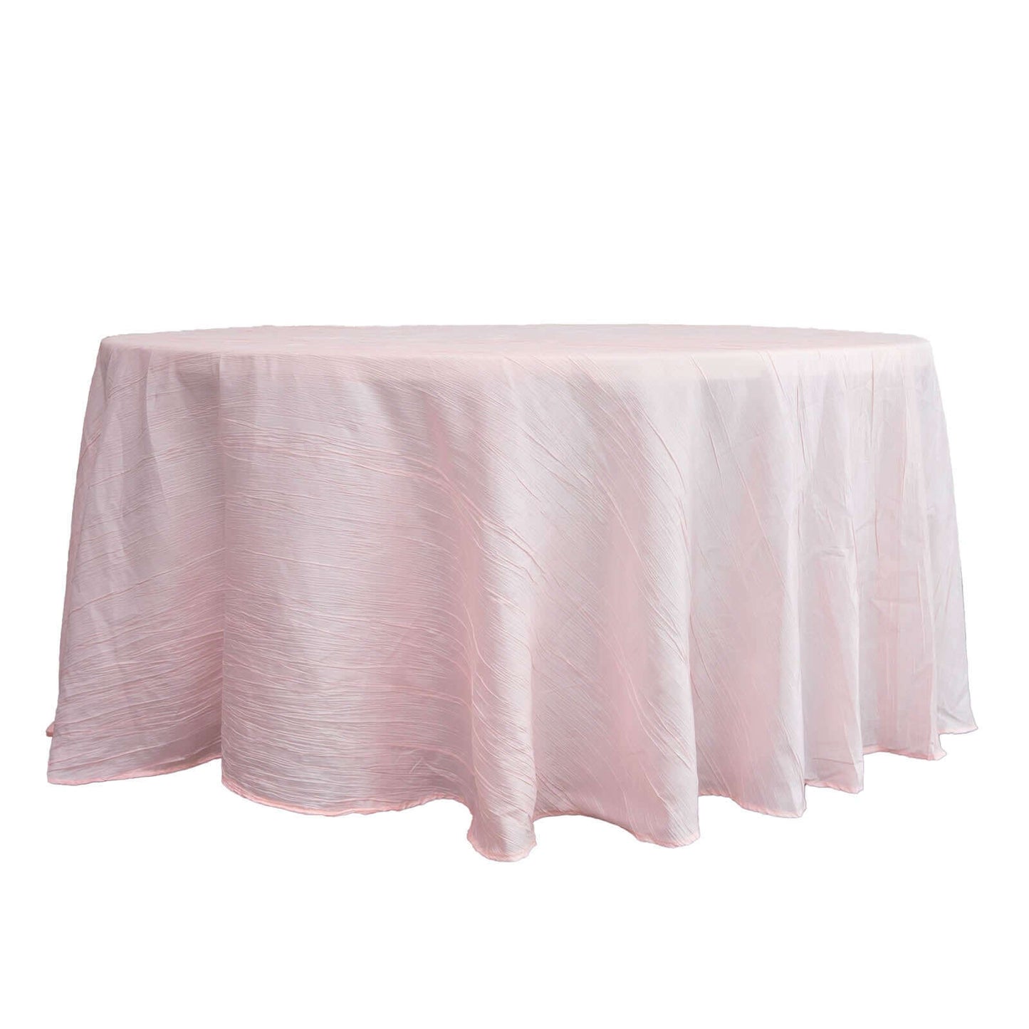 Taffeta 120" Round Tablecloth Blush - Seamless Accordion Crinkle Table Cover