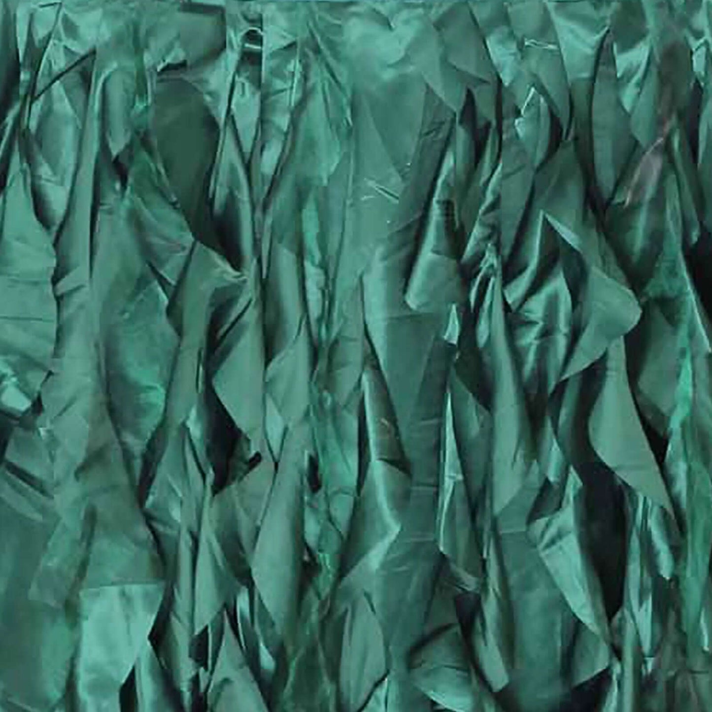 Taffeta 14ft Table Skirt Hunter Emerald Green - Cascading Curly Willow Style Table Cover