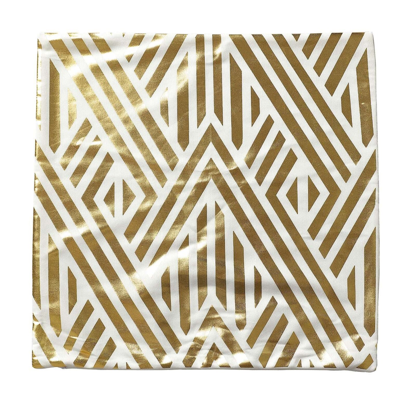 Set Of 4 18" White Gold Foil Geometric Print Throw Pillow Covers, Velvet Square Sofa Cushion Covers