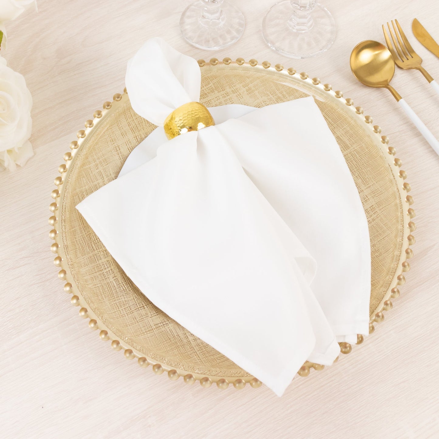 8-Pack Glass Round Charger Plates 12" in Gold with Beaded Rim & Cross-Stitch Pattern, Event Tabletop Decorative Dinner Charger Tableware