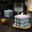 2-Pack Decorative Paraffin Wax Candles Bubble Cube Design Dusty Blue - Unscented Long Burning Pillar Candle Set 2"