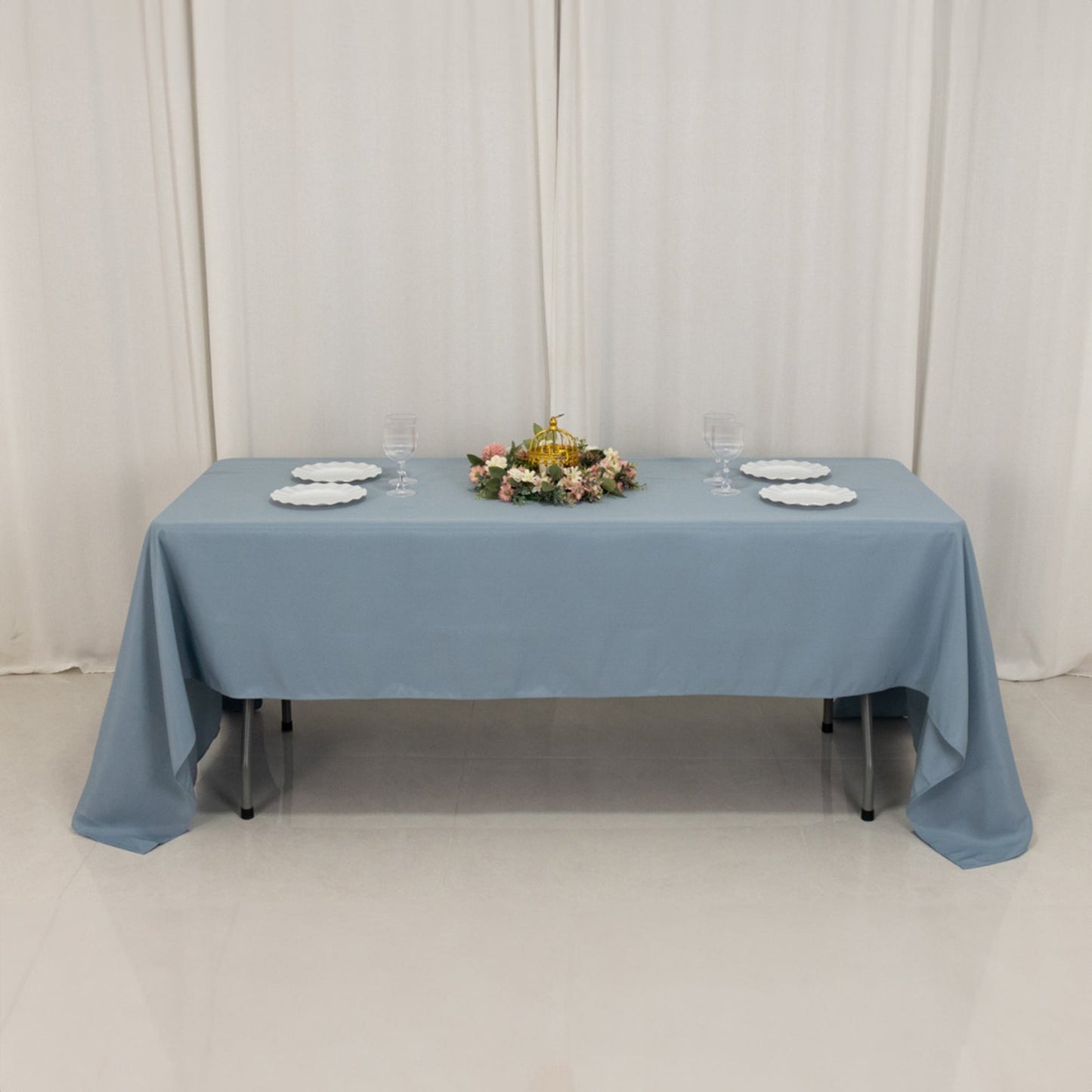 Premium Polyester 60"x126" Rectangle Tablecloth Dusty Blue - Stain-Resistant 220GSM Finish Table Cover
