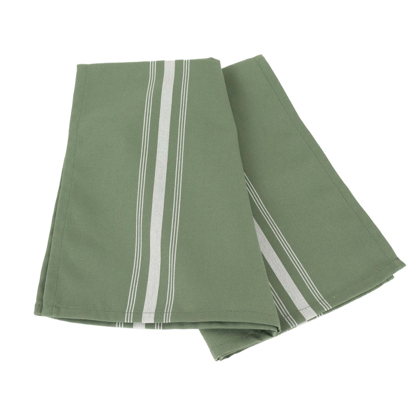 10 Pack Premium Spun Polyester 18"x22" Napkins Dusty Sage Green/White Bistro Style - Highly Absorbent Cotton-Like Feel Cloth Napkins