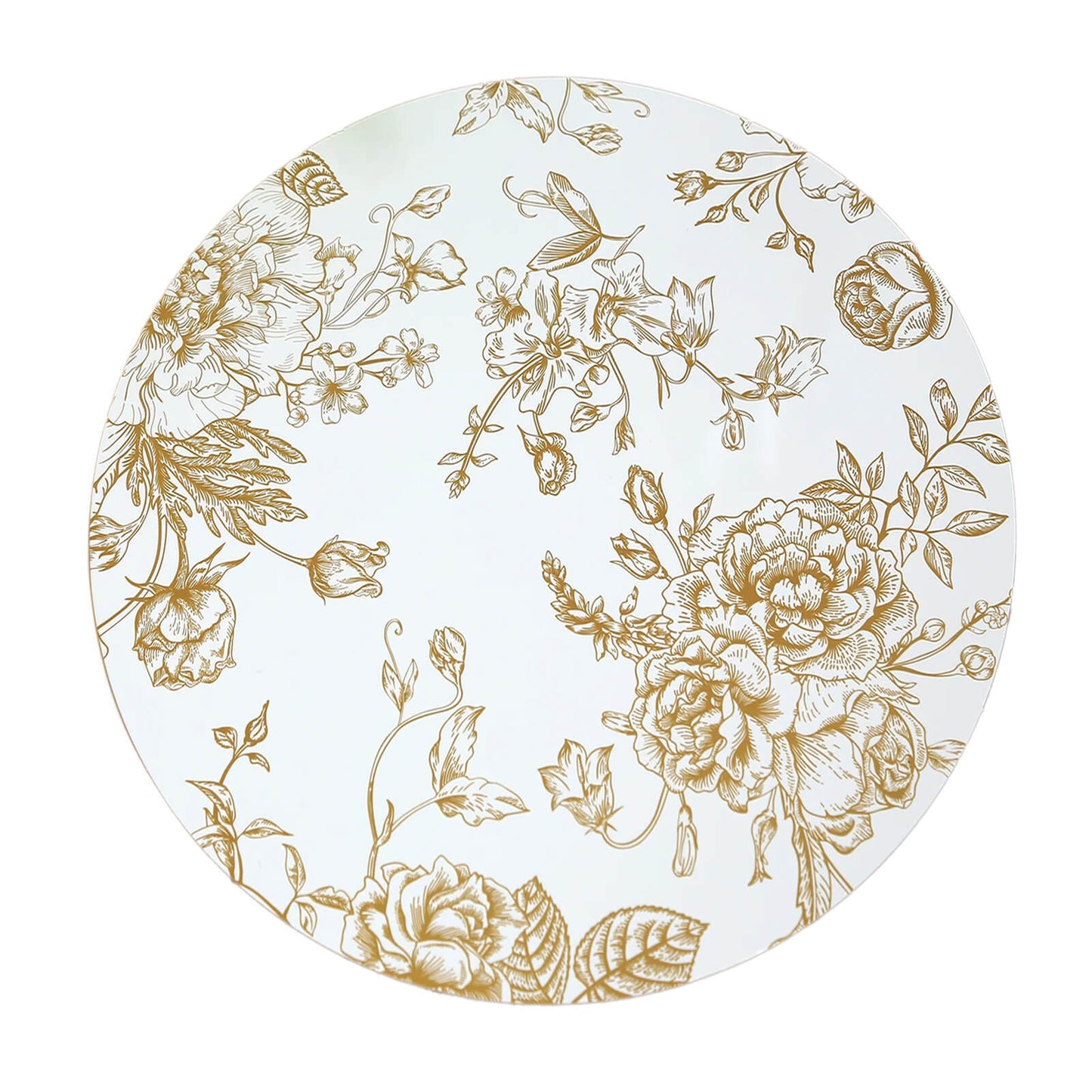 6-Pack Disposable Table Placemats in French Toile Print 13" in White/Gold - Chic Floral Cardboard Placemats for Stylish Table Setting