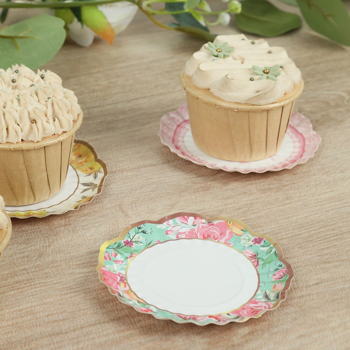 48 Pack Vintage Floral Mini Paper Plates - 3.5" Disposable Plates for Snacks, Dips