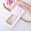 Gold Metal Spoon & Fork Pre-Packed Wedding Party Favors Set With Leaf Shaped Handle, Bridal Shower Souvenir Gift Box - 5"