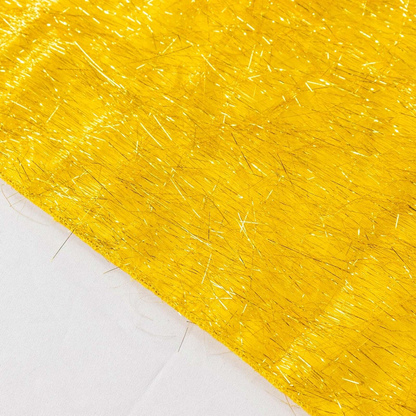Polyester 90"x156" Rectangle Tablecloth Gold Metallic Fringe Shag Tinsel Design Table Cover for Events Decor