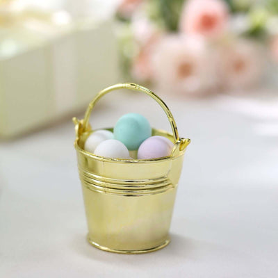 12 Pack 2" Gold Mini Planter Treat Party Favor Boxes, Small Pail Bucket Candy Container Gift Boxes