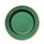 25-Pack Paper 8" Round Dessert Plates in Hunter Emerald Green Sunray Design with Gold Rim - Disposable Heavy Duty 350GSM Appetizer Salad Plates