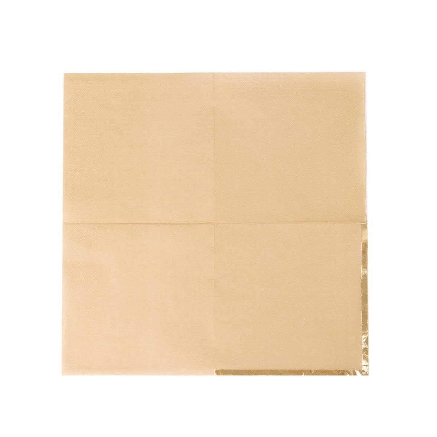 50-Pack Paper Beverage Napkins with Gold Foil Edge Natural - Disposable 2 Ply Cocktail Napkins for Events 6.5"x6.5"