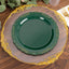 10-Pack Plastic 10" Round Dinner Plates in Hunter Emerald Green with Gold Vintage Embossed Rim - Sturdy Disposable Scalloped Edge Party Plates
